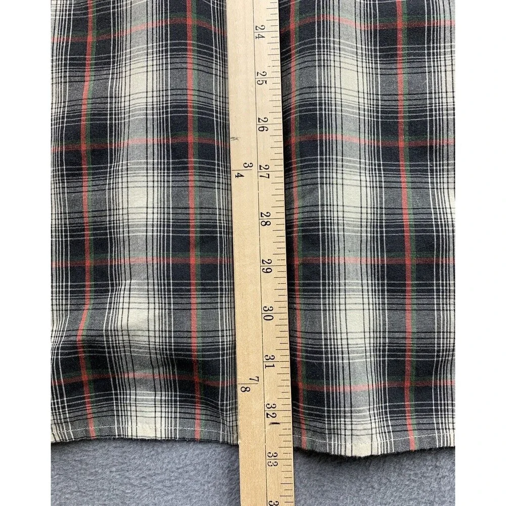 Vtg Rock Creek Ranch Pearl Snap Shirt Big Mens 2XL Green Gray Plaid Top Cowboy